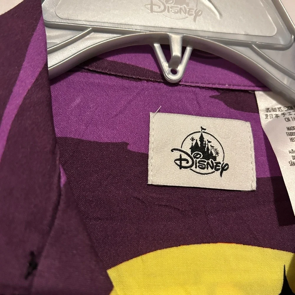 Disney Halloween Mickey Mouse Button Up Shirt All Over Print Pumpkin (XS) Purple